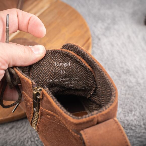 Aston Grey Brown Kongal Lace-Up Cap-Toe Boots Mens Size 13 - Picture 5 of 9